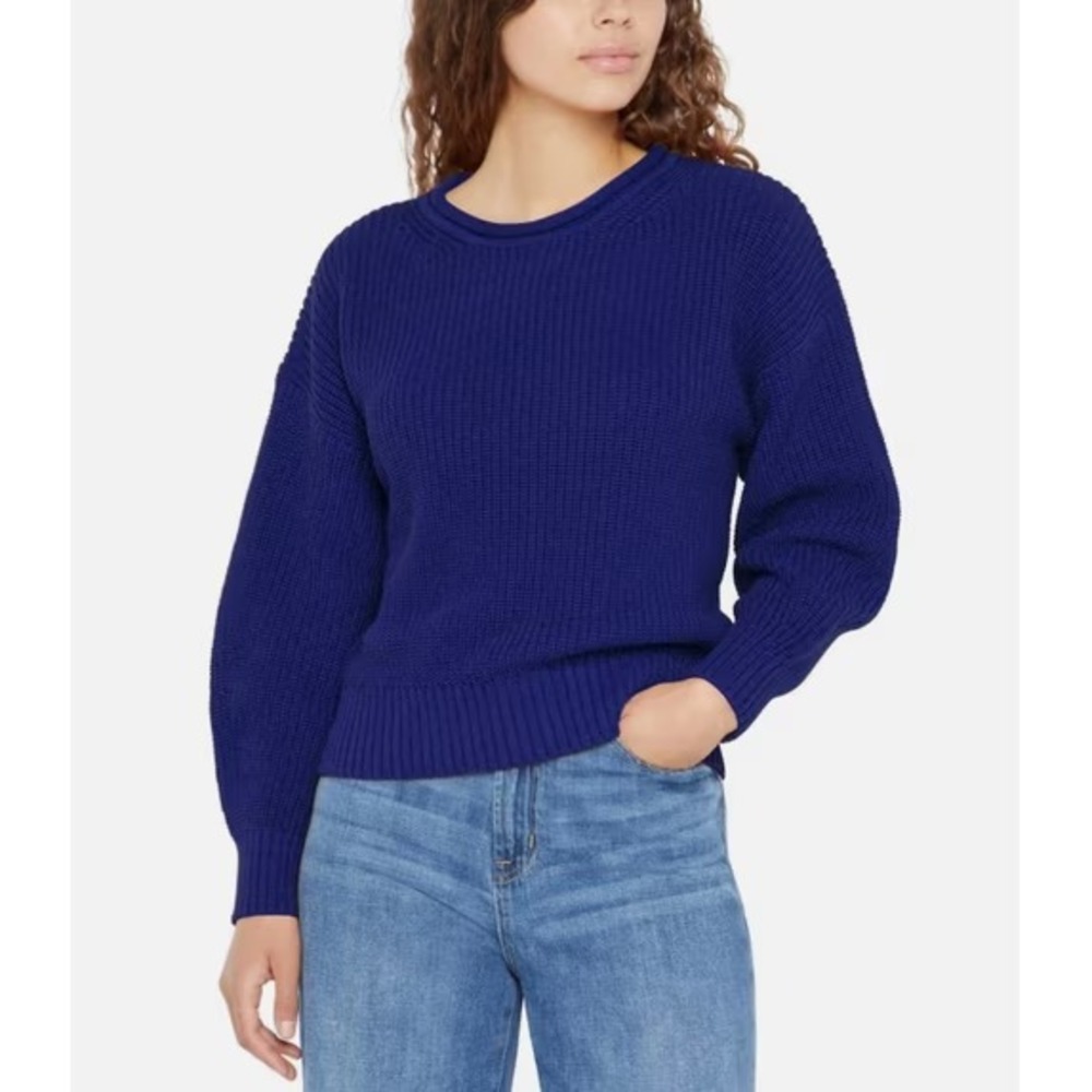 Gap Women's Crewneck Roll Neck Cotton Soft Sweater, Blue, Size Large, New
